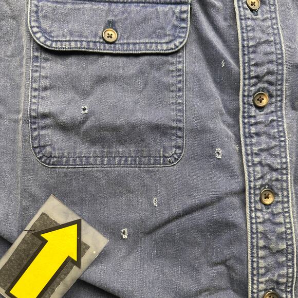 Vintage 90s LL Bean Flannel Lined Chambray Button Long Sleeve Shirt Mens Large - Picture 7 of 12